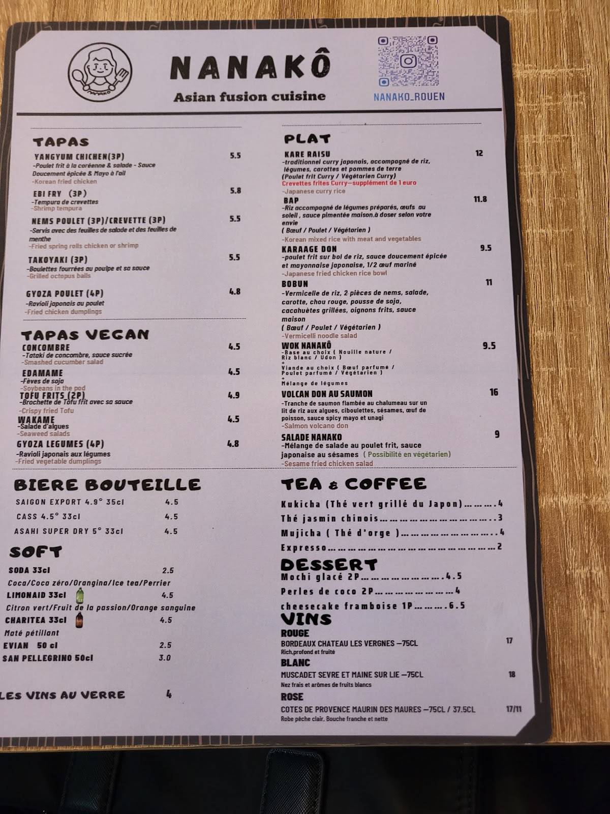Menu de Nanakô