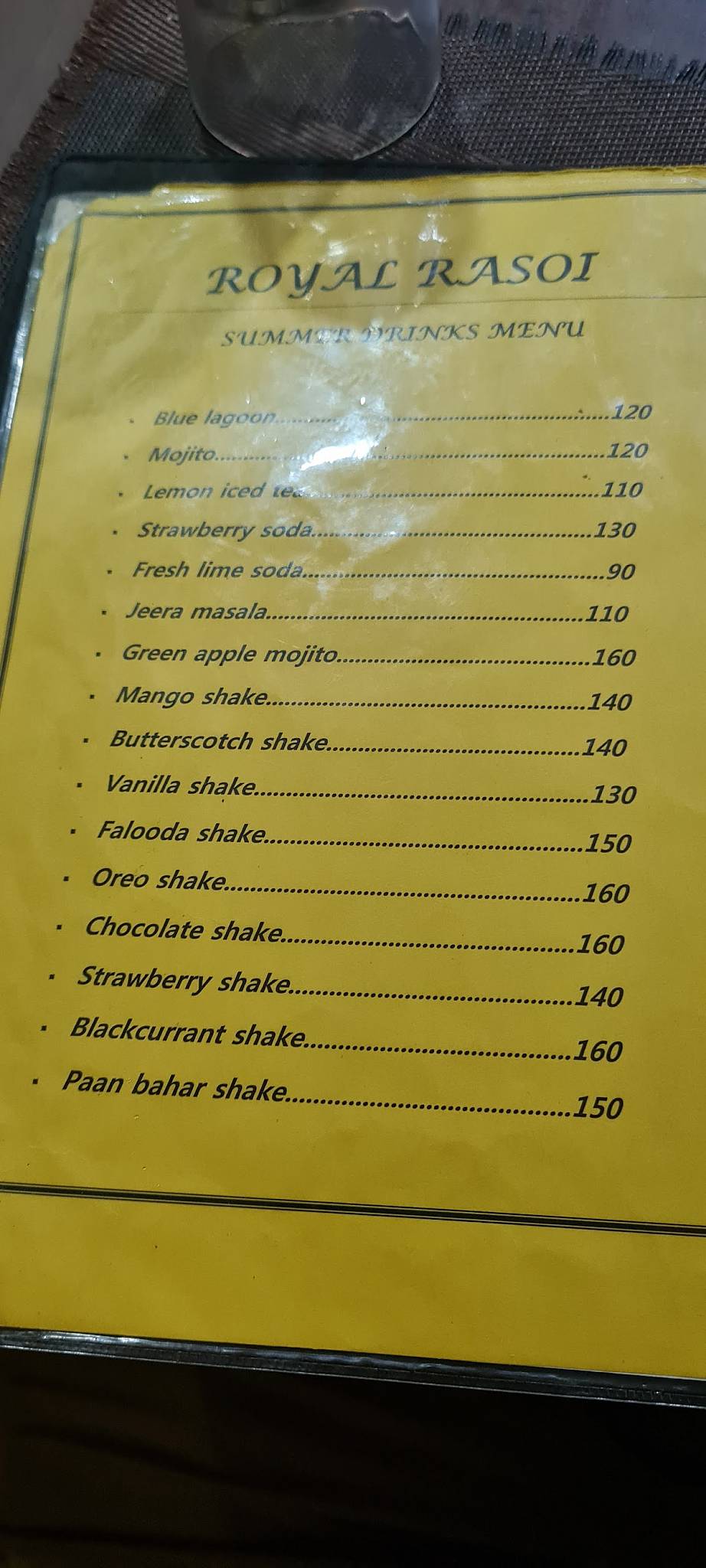 Royal Rasoi ,Udaipur menu