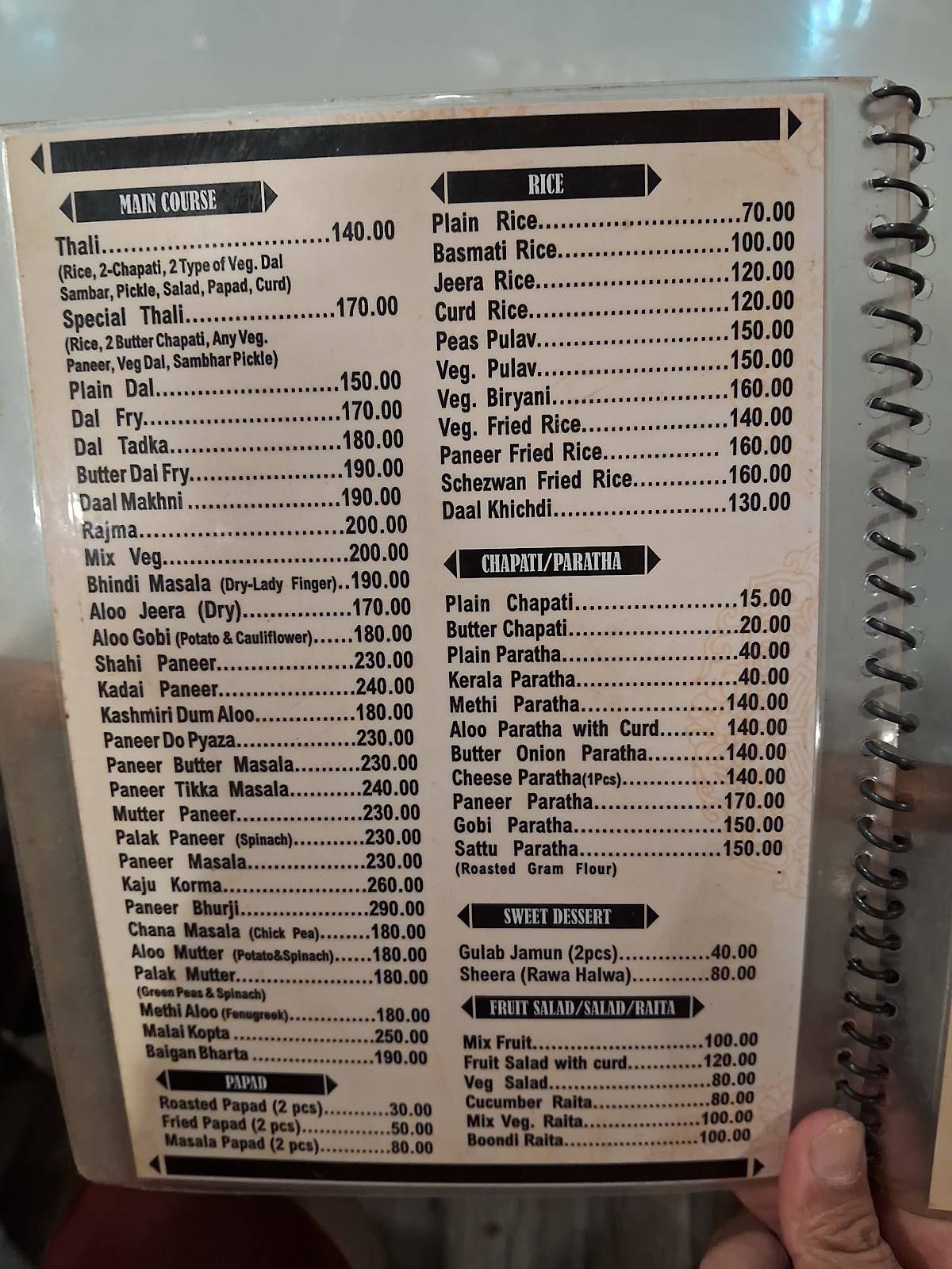 Rudra Pure Veg Restaurant menu