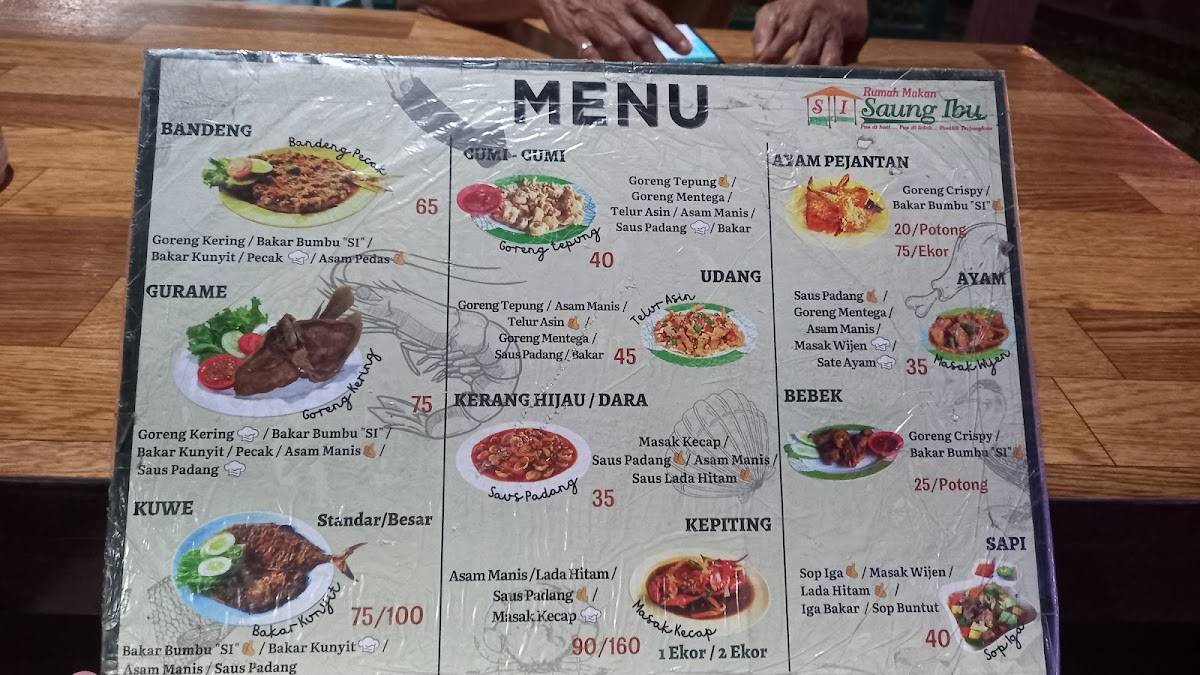 Menu At Rumah Makan Saung Ibu Restaurant Indonesia