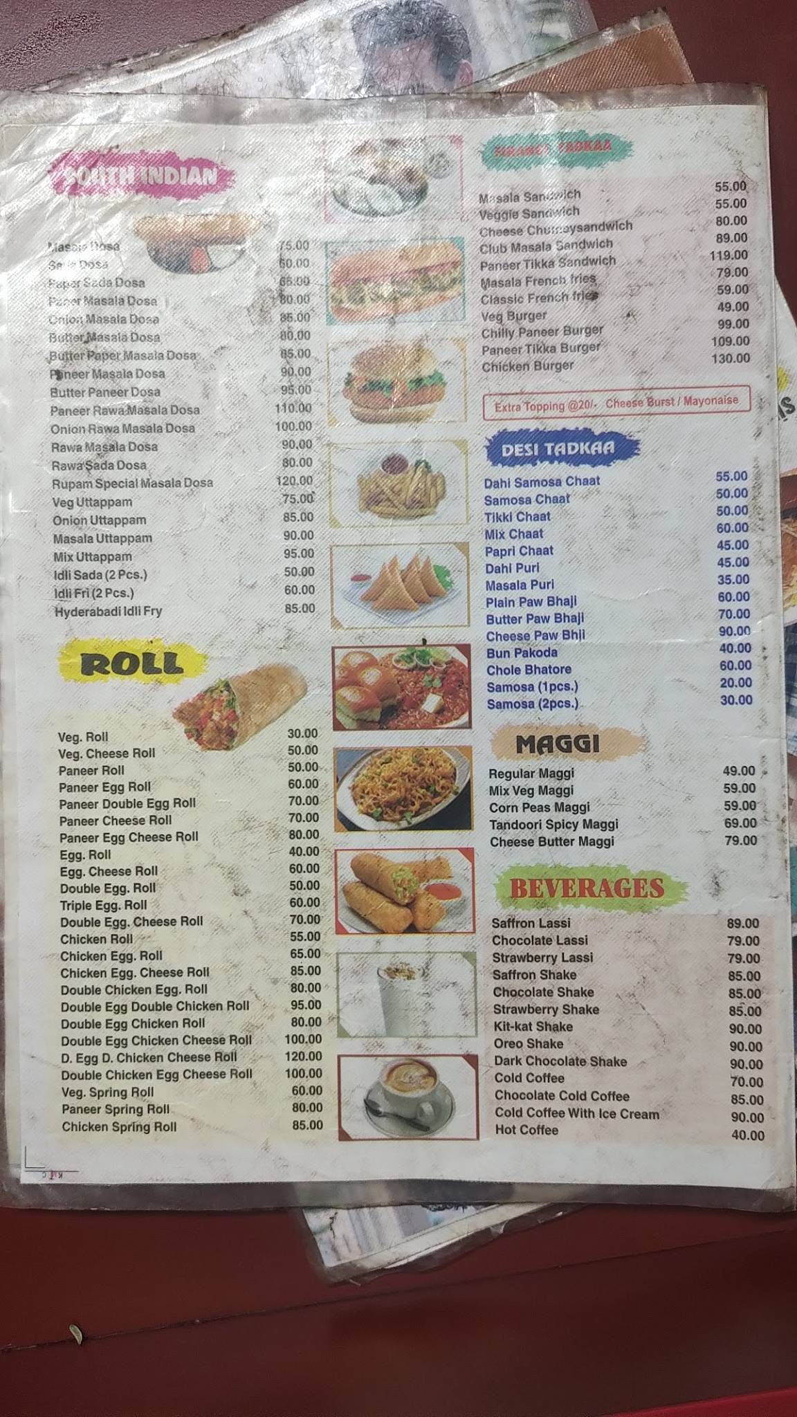 Rupam Fast Food menu