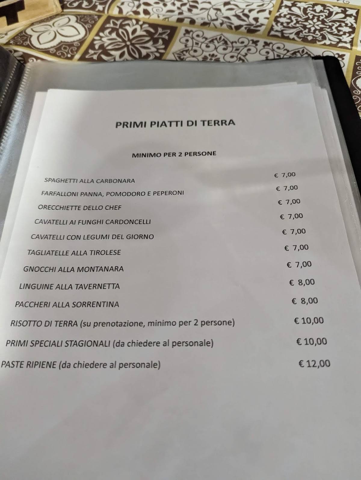 Menu di La Tavernetta 