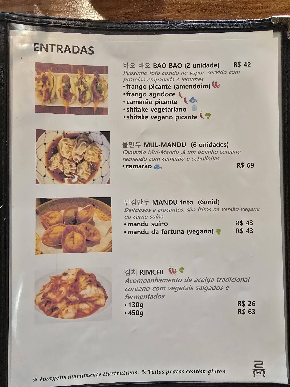 RYU restaurante cardápio