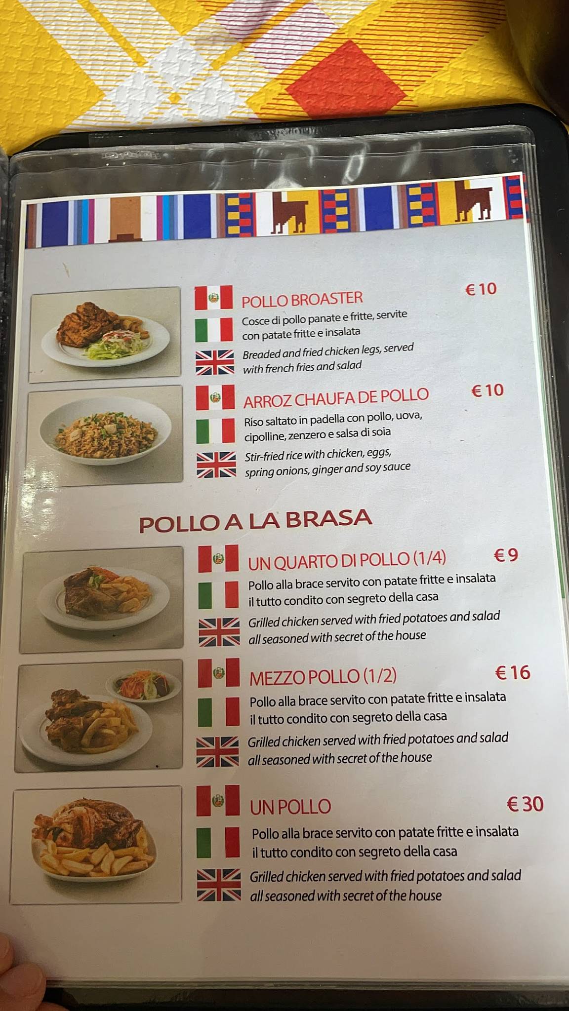 Menu di Sabor Andino - CUCINA PERUVIANA A ROMA 