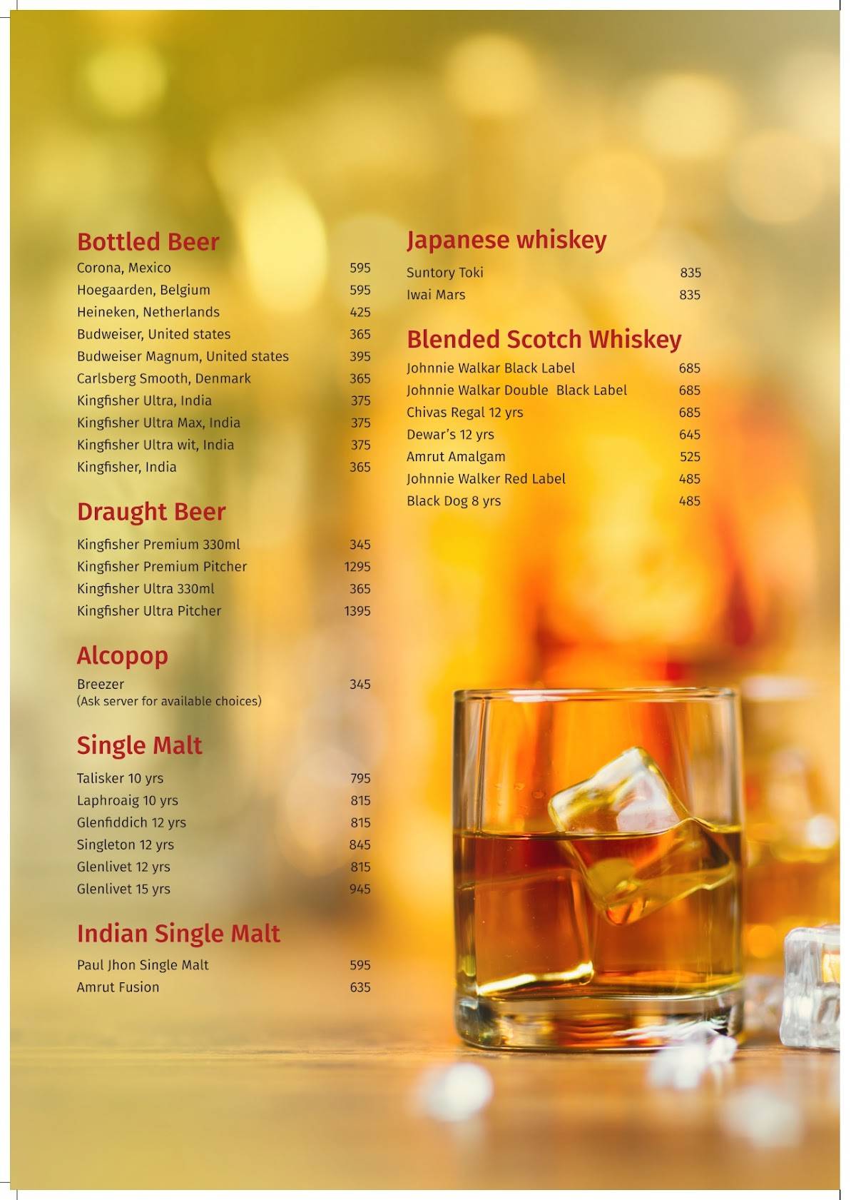 SALT - Indian Restaurant Bar & Grill menu