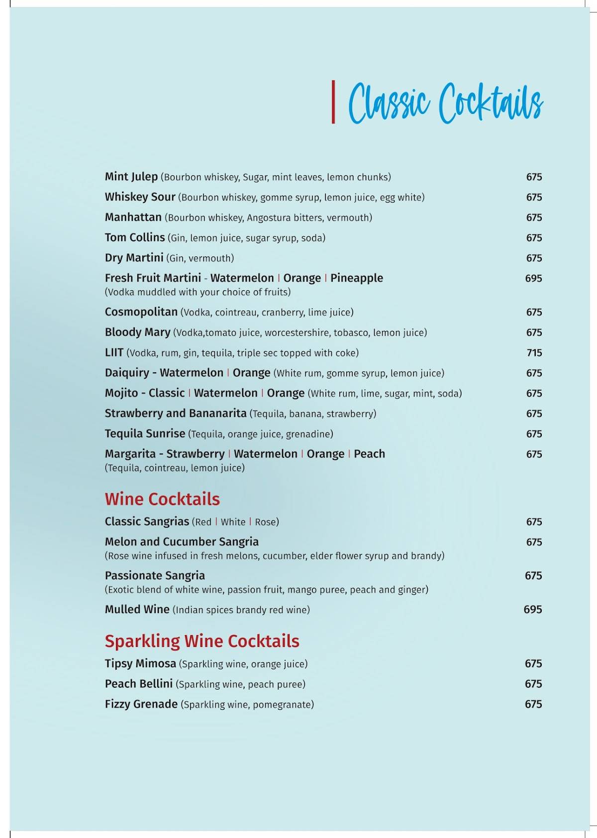SALT - Indian Restaurant Bar & Grill menu