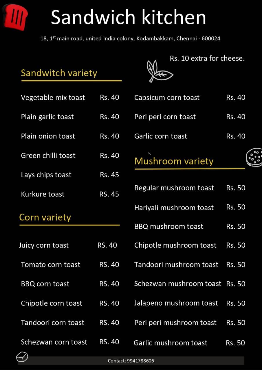 SANDWICH KITCHEN menu