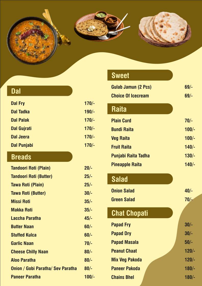 SKYROOF RESTRO UJJAIN menu