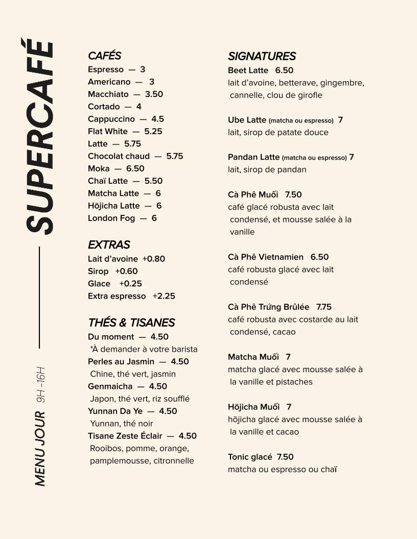 Menu de SUPERNAT