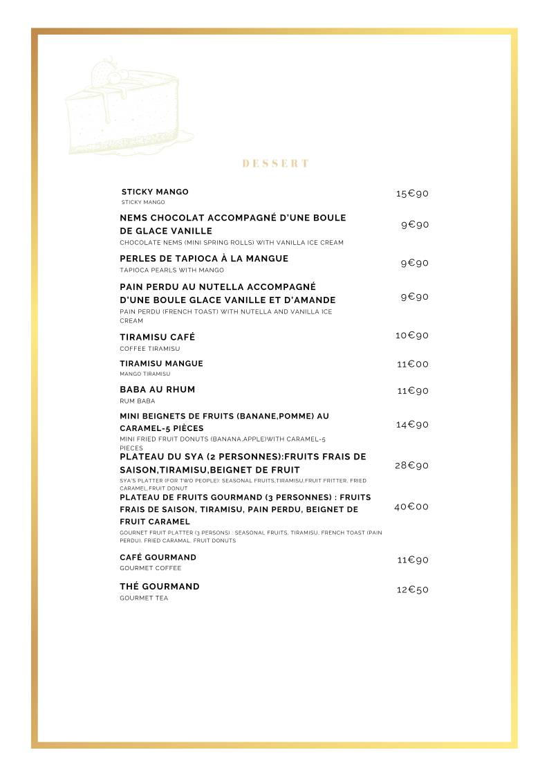 Menu de SYA