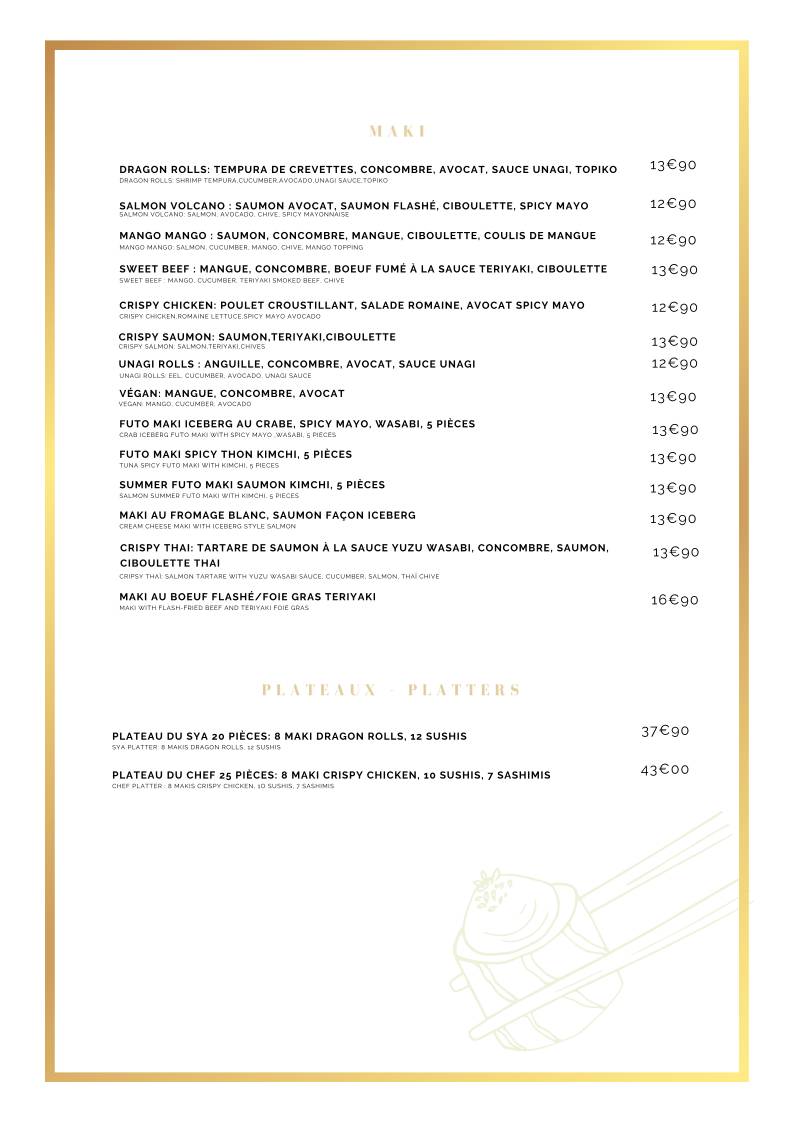 Menu de SYA