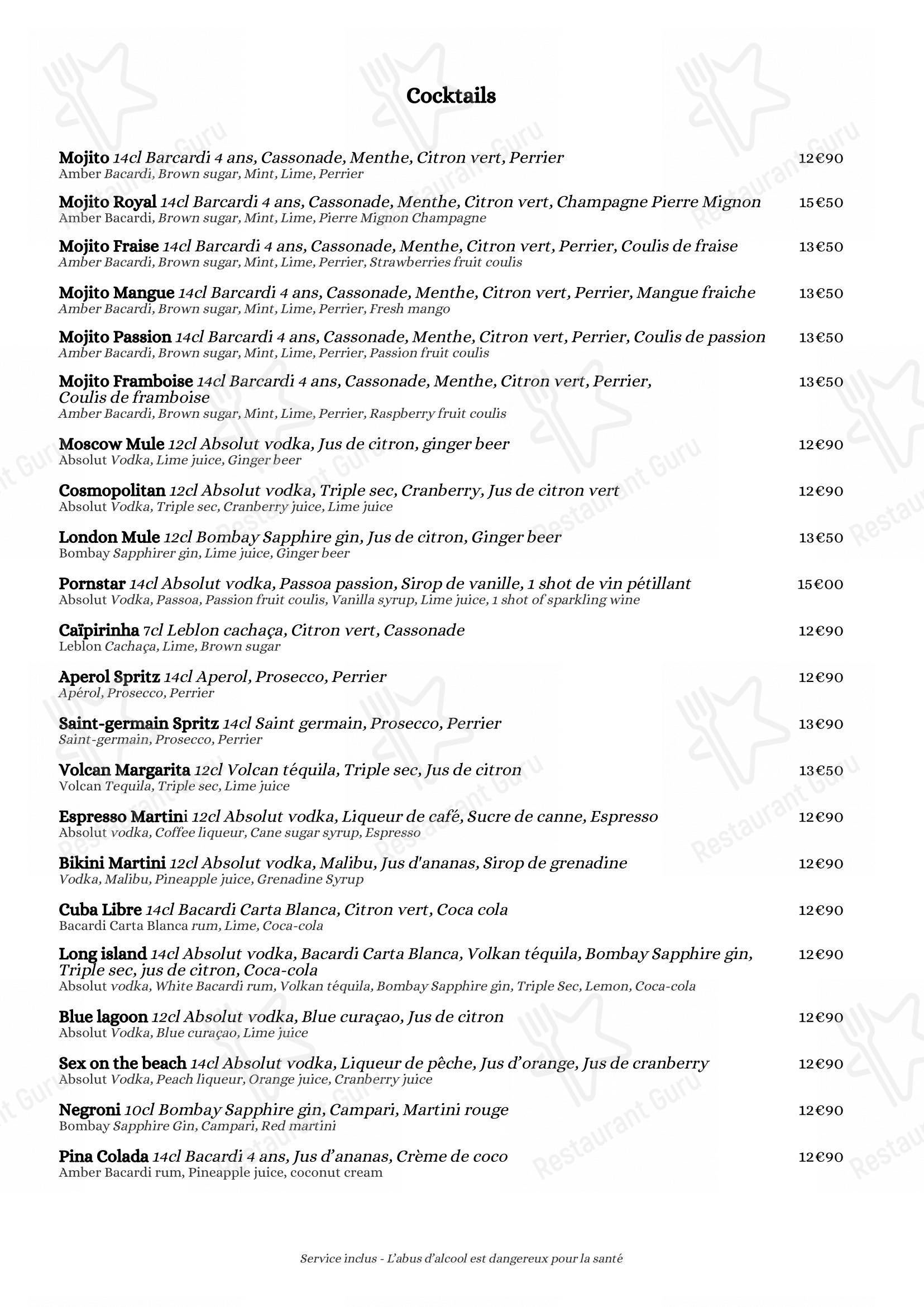 Menu bar pour SYA dans Montévrain