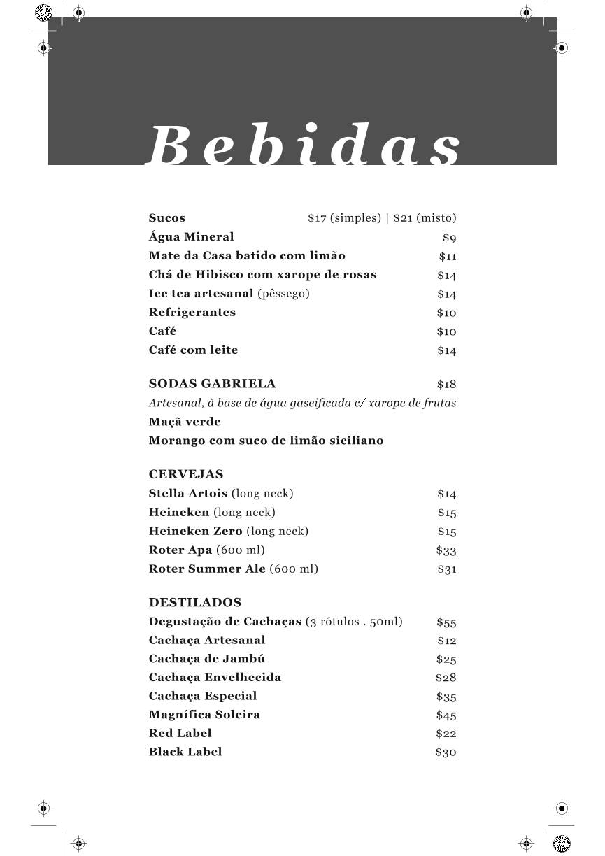 Sabores de Gabriela cardápio