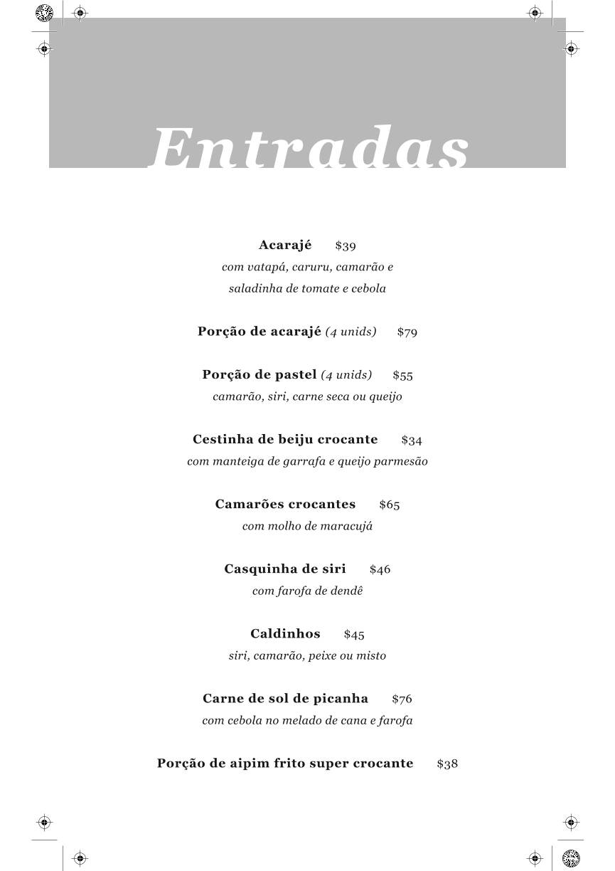 Sabores de Gabriela cardápio