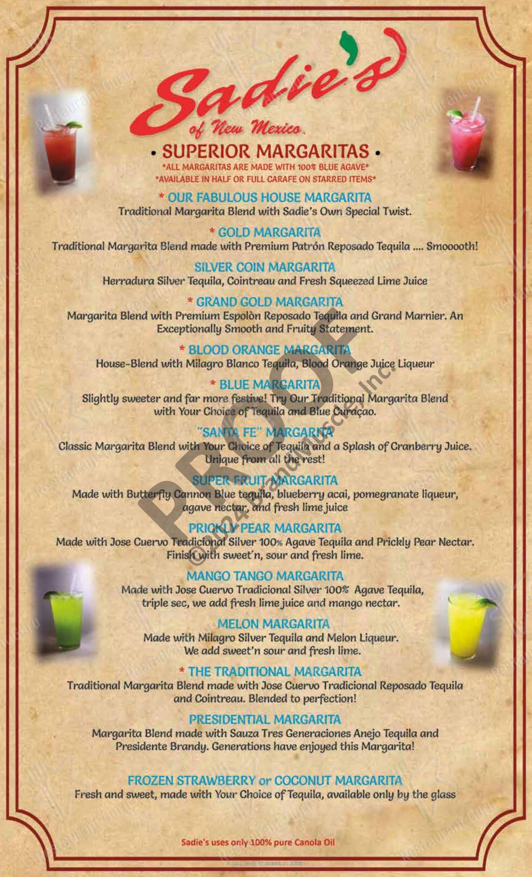 Menu at Sadie's of New Mexico restaurant, Los Ranchos de Albuquerque ...