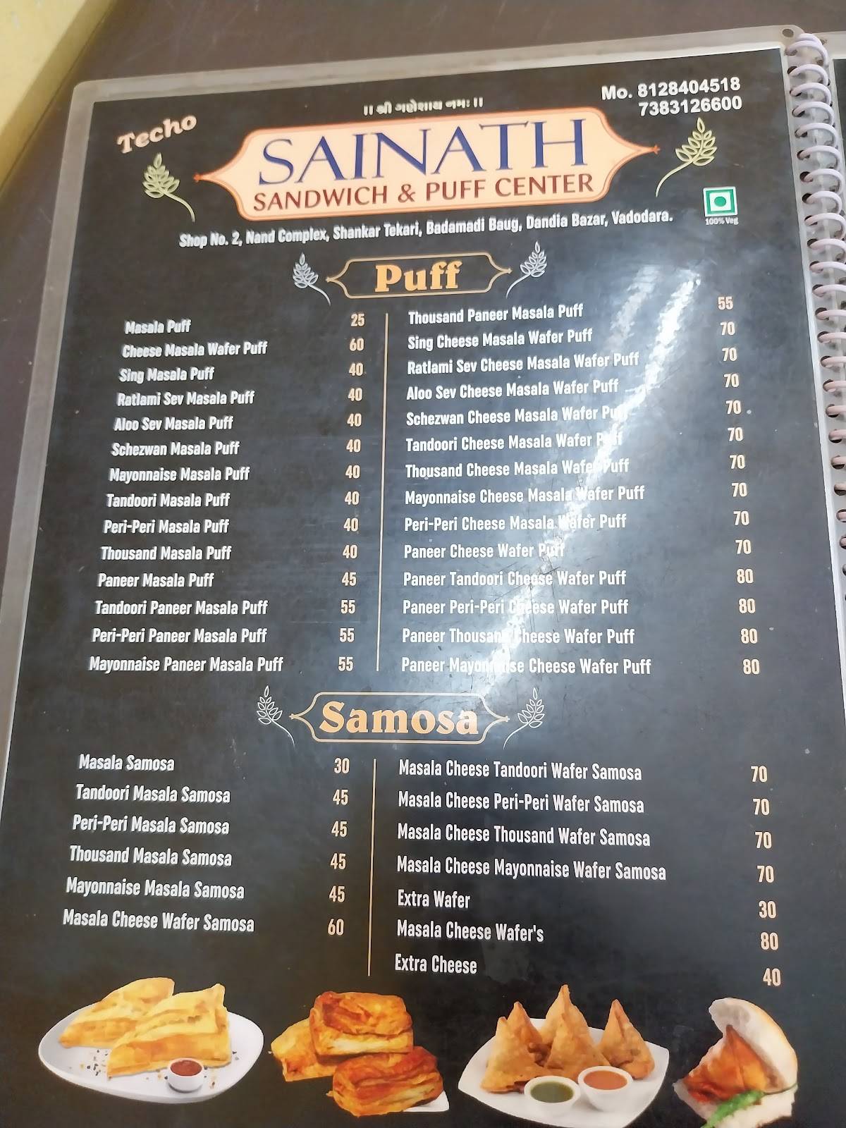 Sainath Sandwich & Puff Center menu
