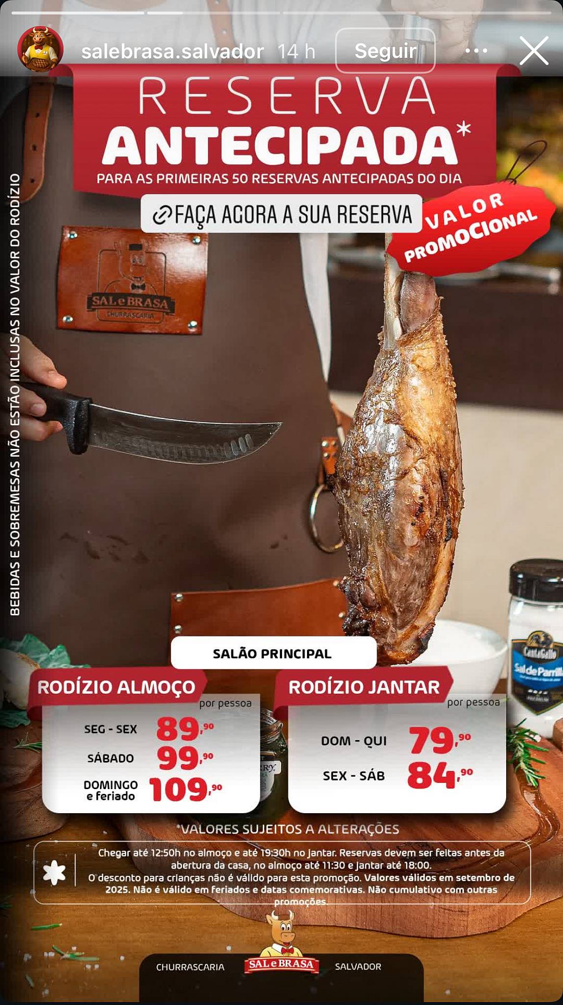 Churrascaria Sal e Brasa Salvador cardápio