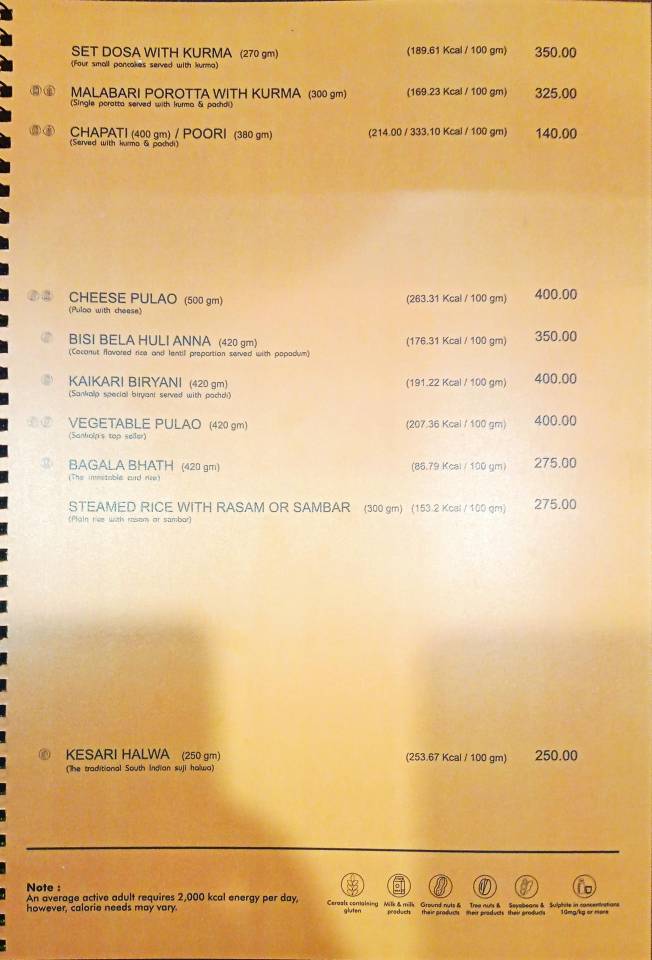 Sankalp Restaurant menu