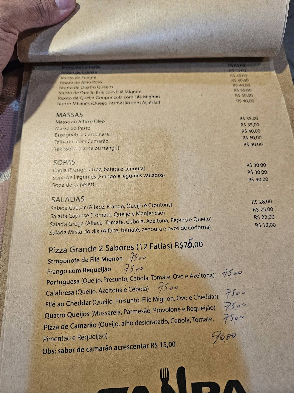 Restaurante Sampa cardápio