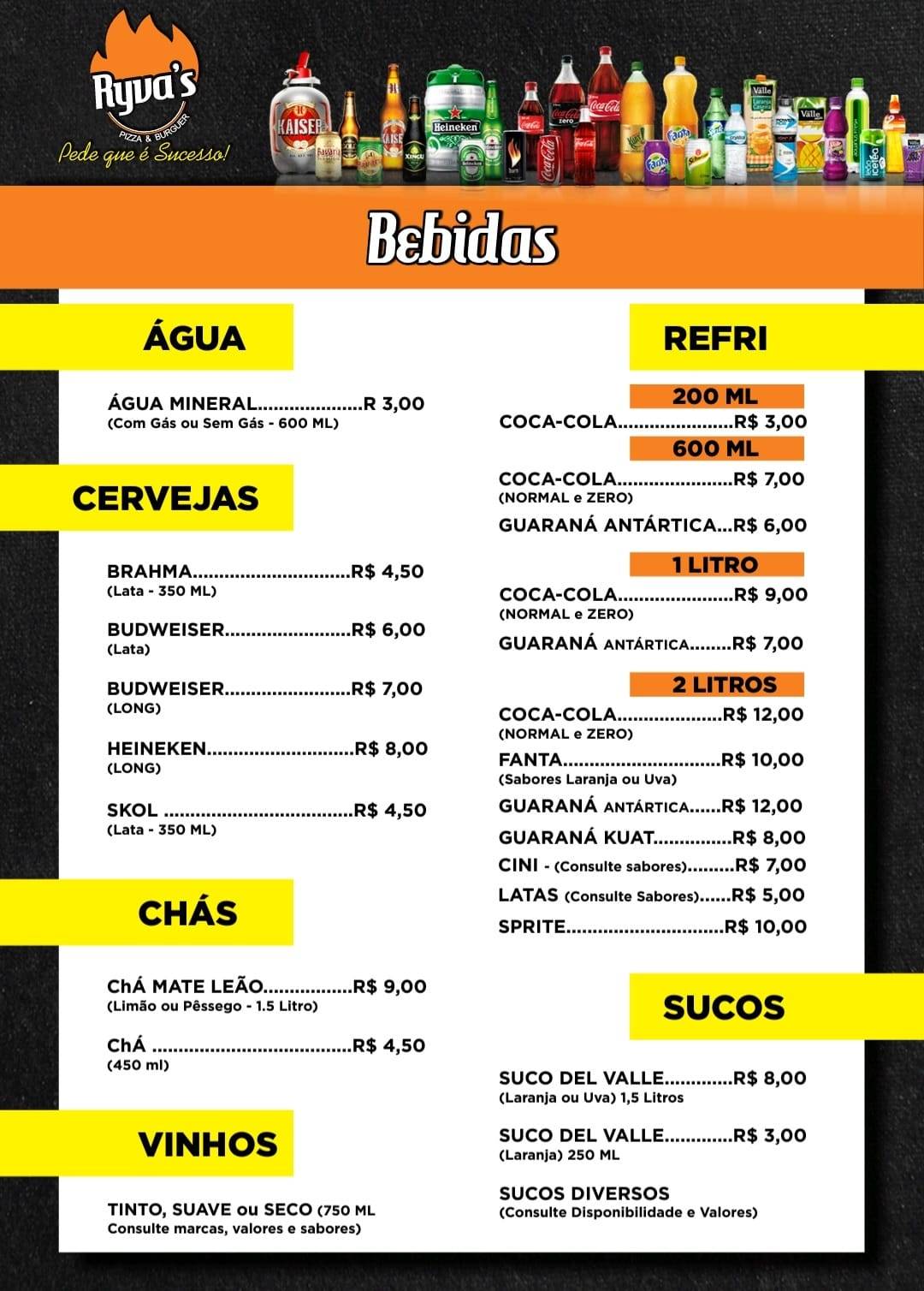 Ryva's Pizza & Burger cardápio