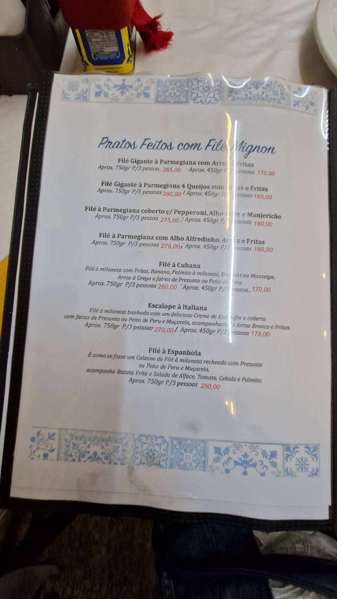 Casa Santos Restaurante cardápio