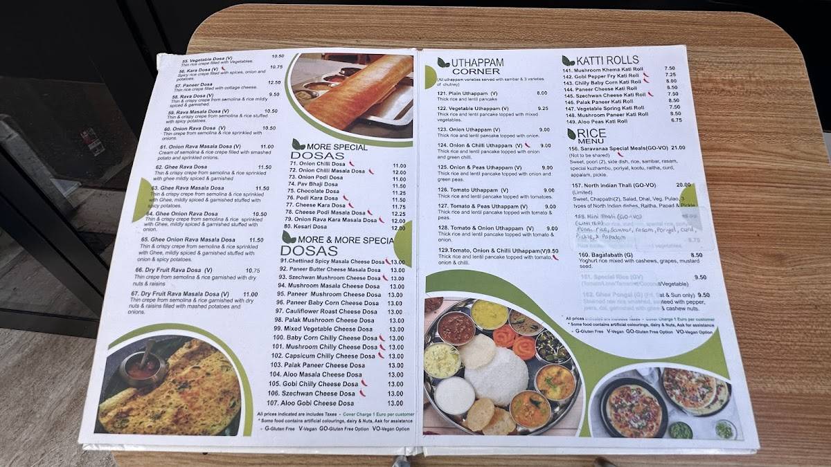 Menu di SARAVANAA BHAVAN ROME 