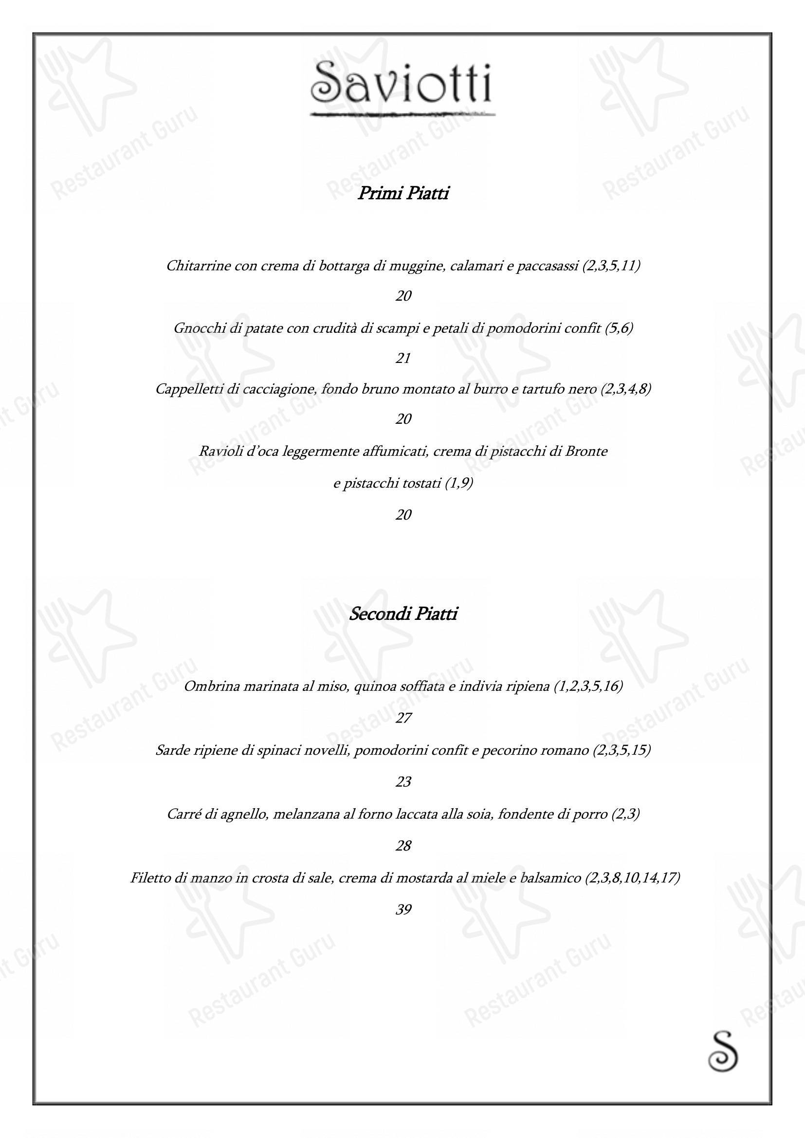 Menu di Saviotti - Menu bar