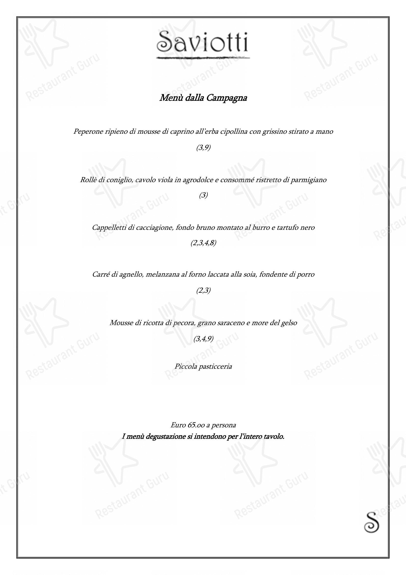Menu bar per Saviotti ristorante