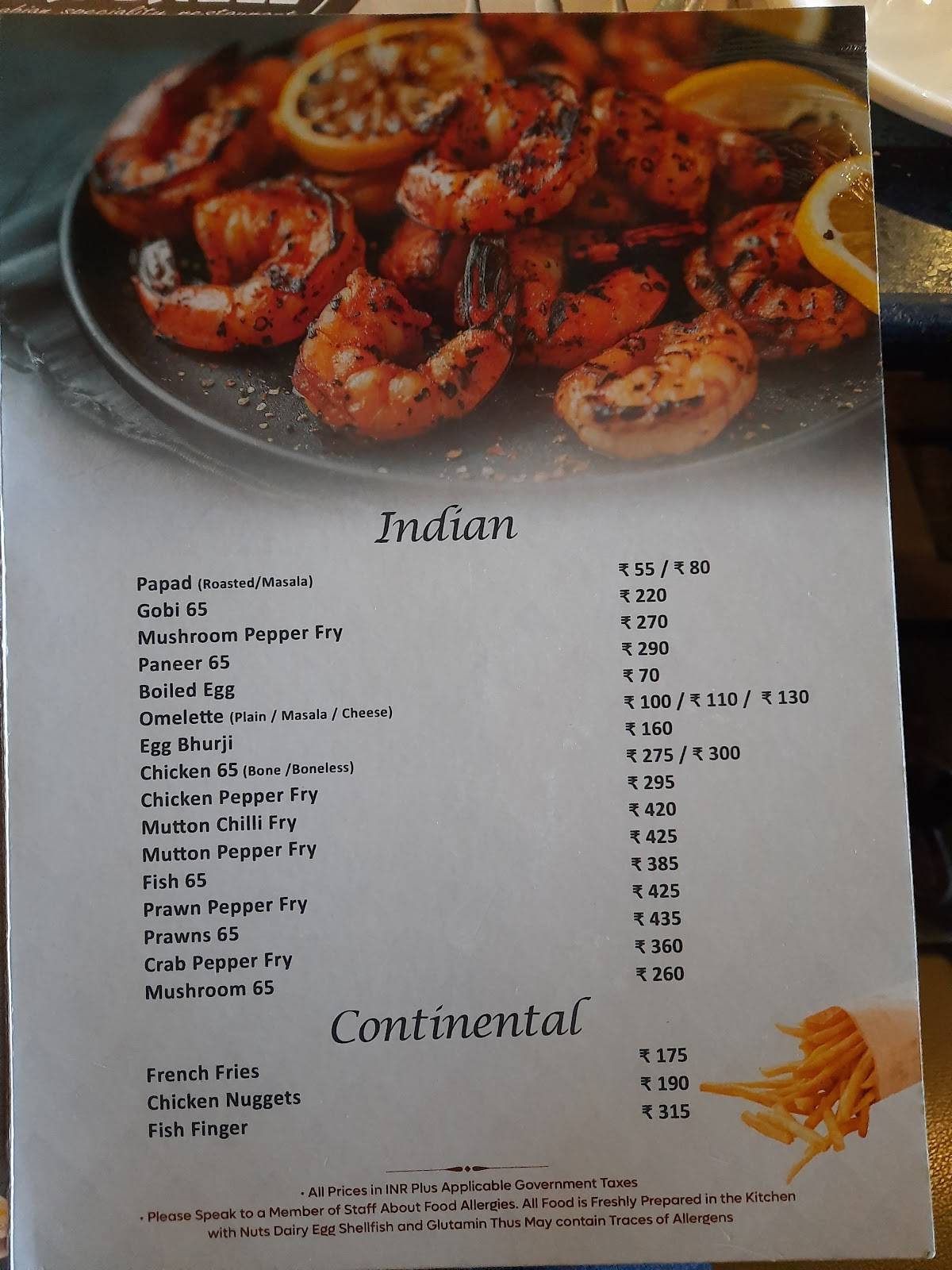Savoury SeaShell Restaurant - Velachery menu