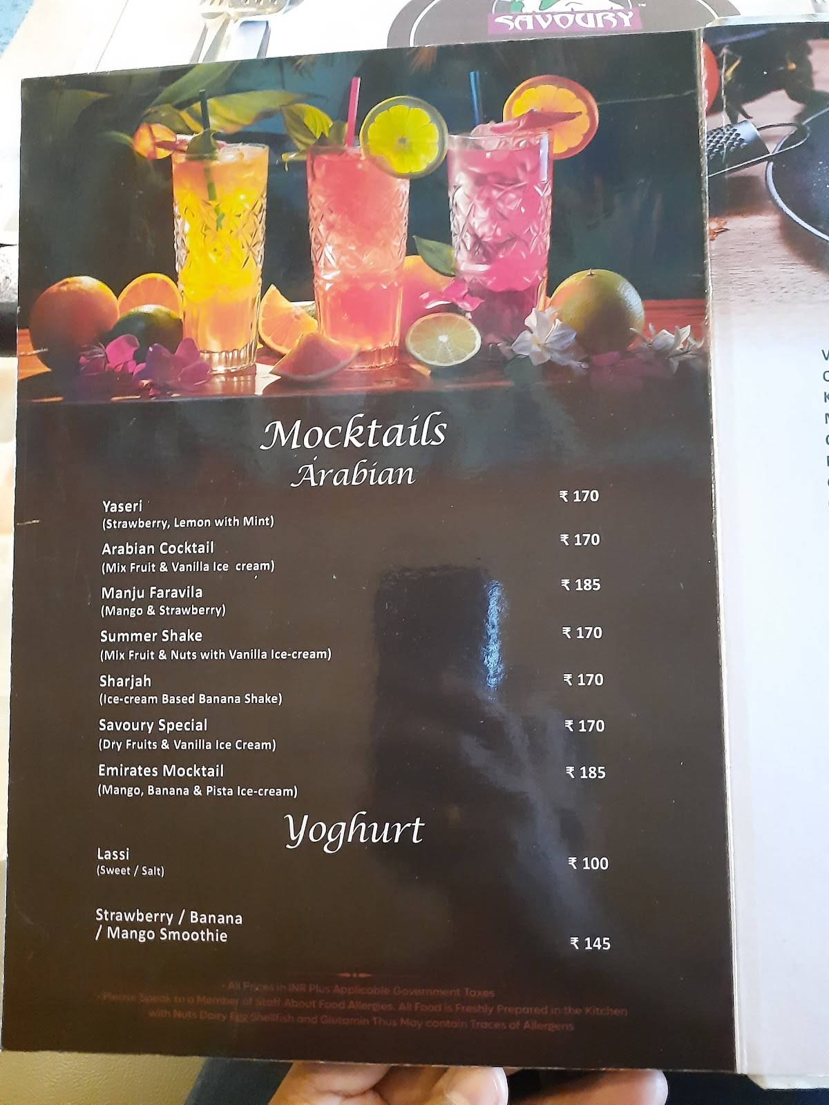 Savoury SeaShell Restaurant - Velachery menu