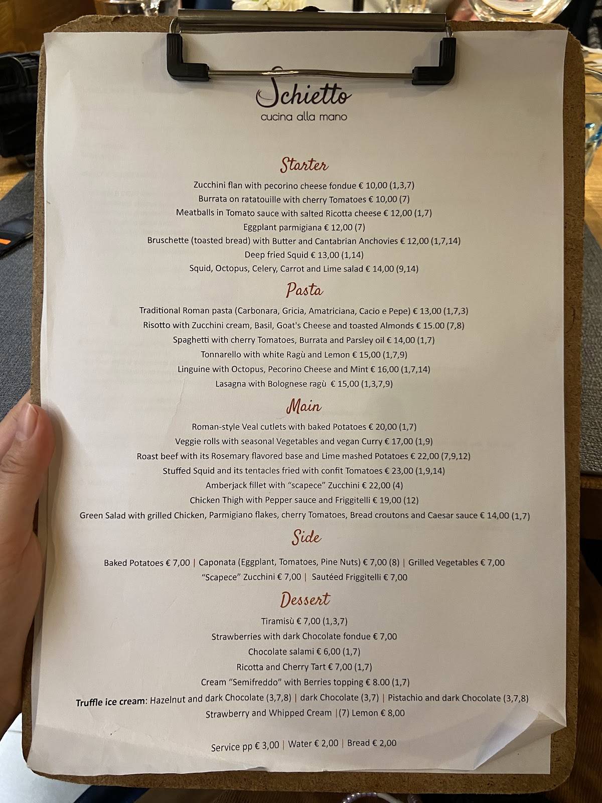Menu di Schietto cucina alla mano 