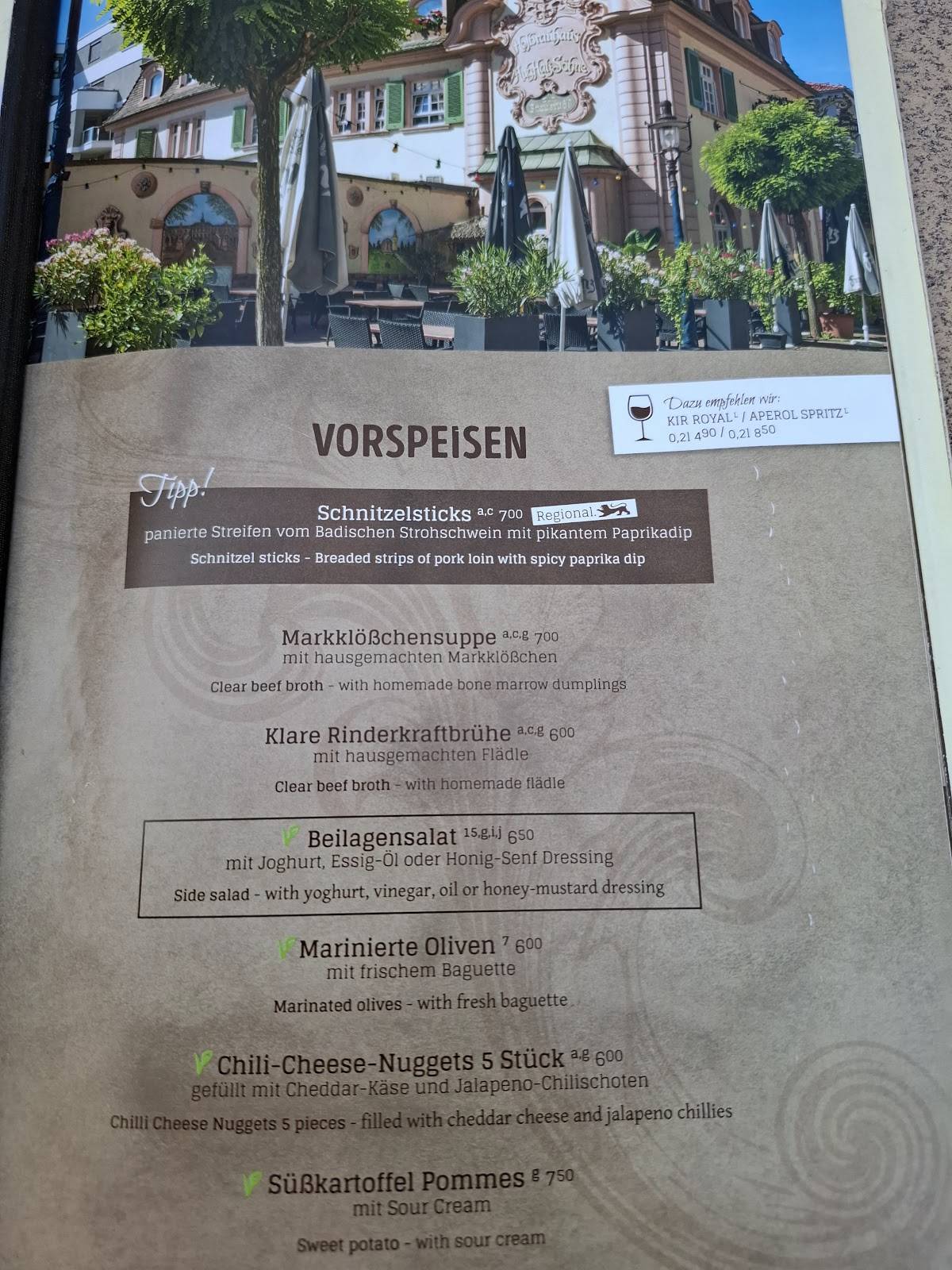 Menu de Schnitzel Bräu Rastatt