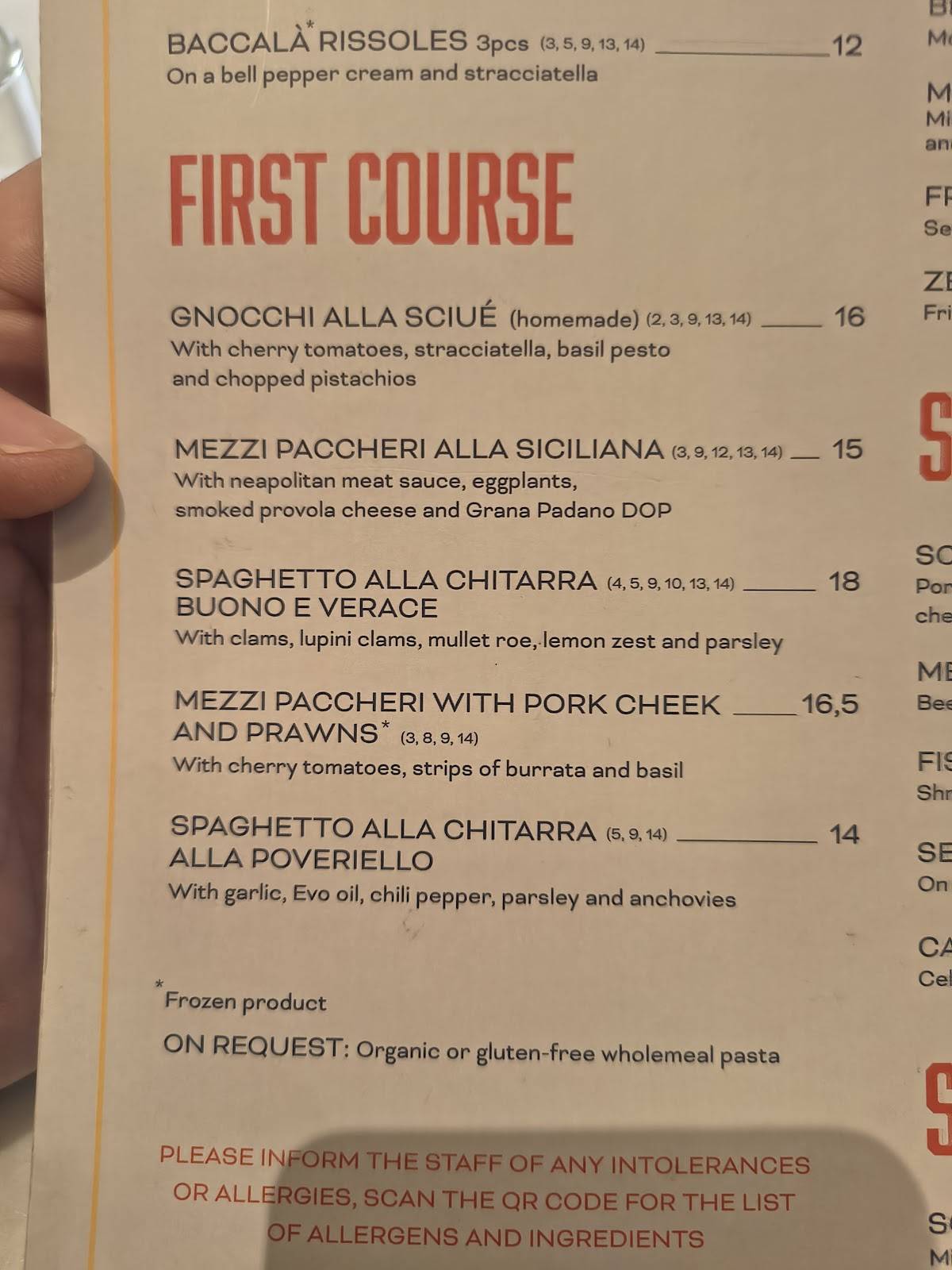 Menu di Sciué Premuda 
