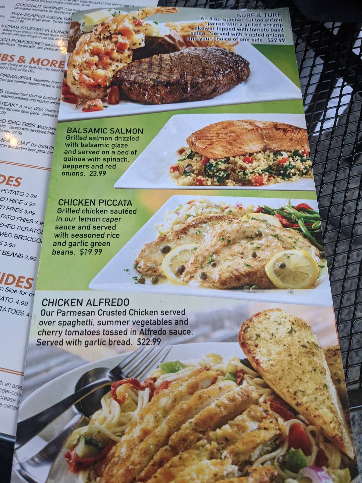 Menu at Charlie Brown's Fresh Grill steakhouse, Scotch Plains