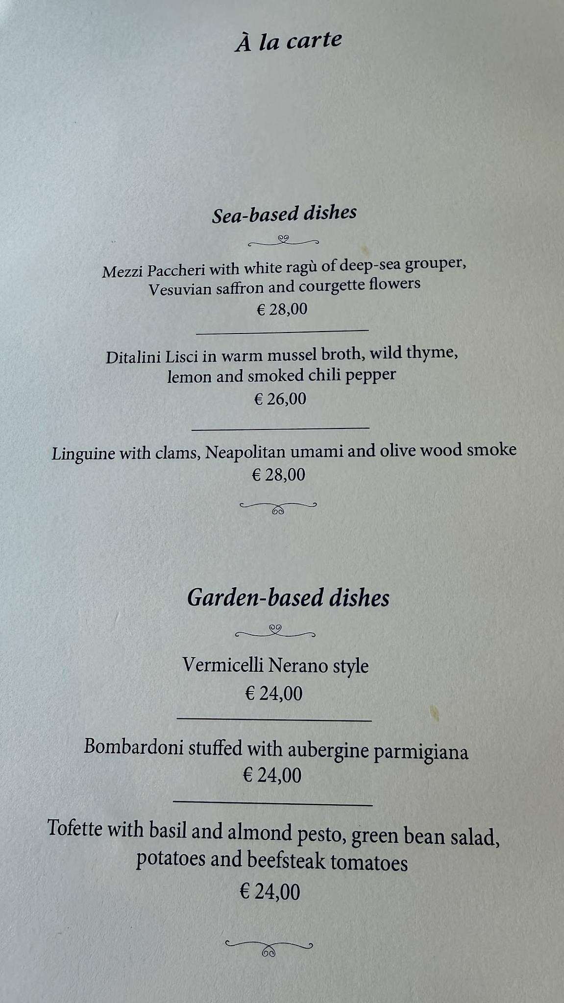 Menu di Sea Front Di Martino Pasta Bar 
