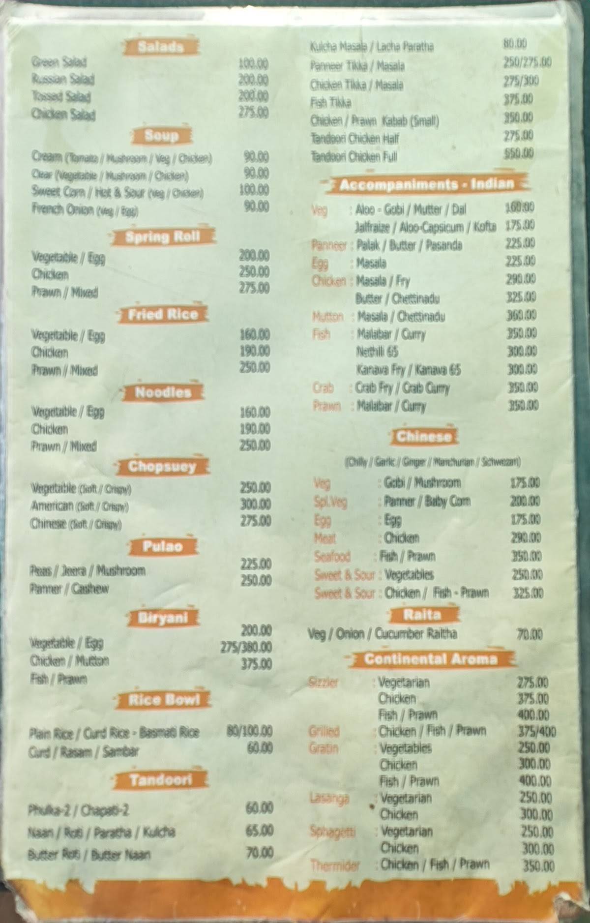 Sea Gulls Bar & Restaurant menu