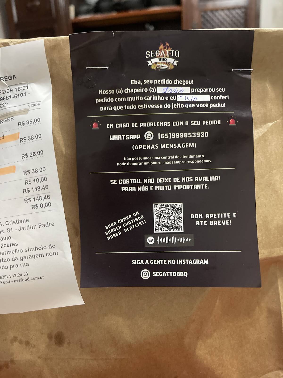 Segatto BBQ cardápio