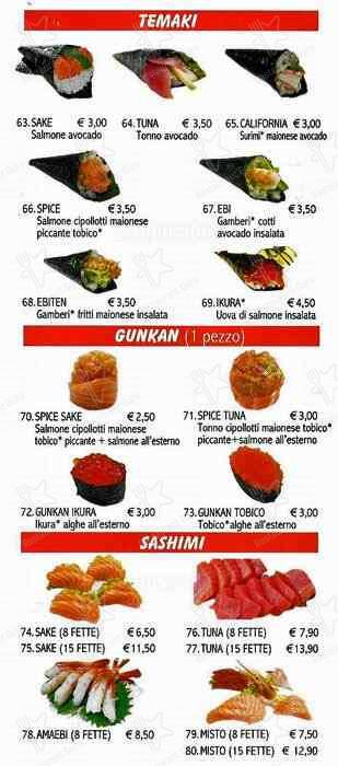 Menu di Sengyo Sushi 