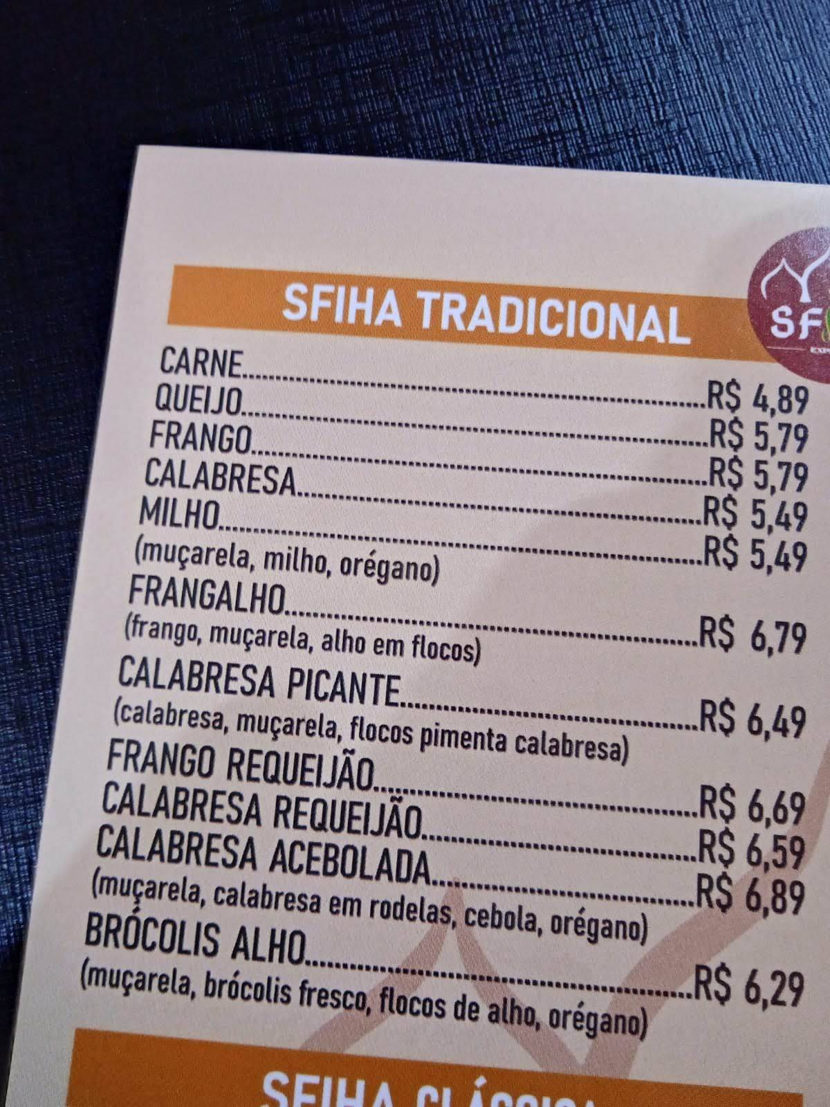 Sfiha Express cardápio
