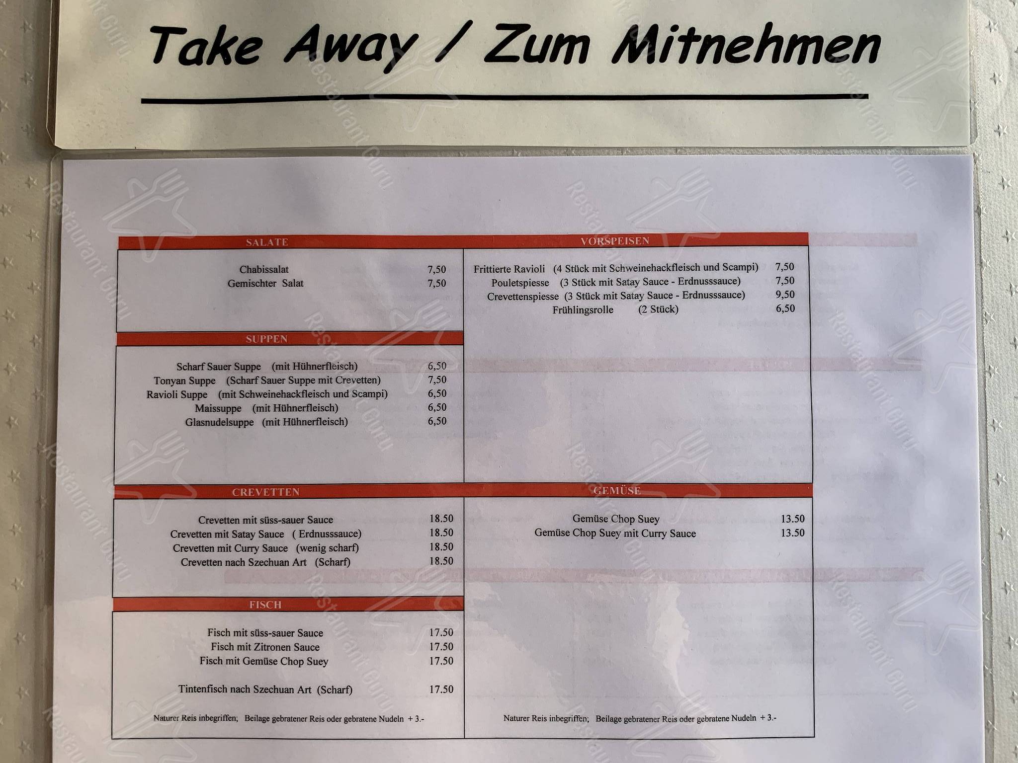 Menu per S ristorante