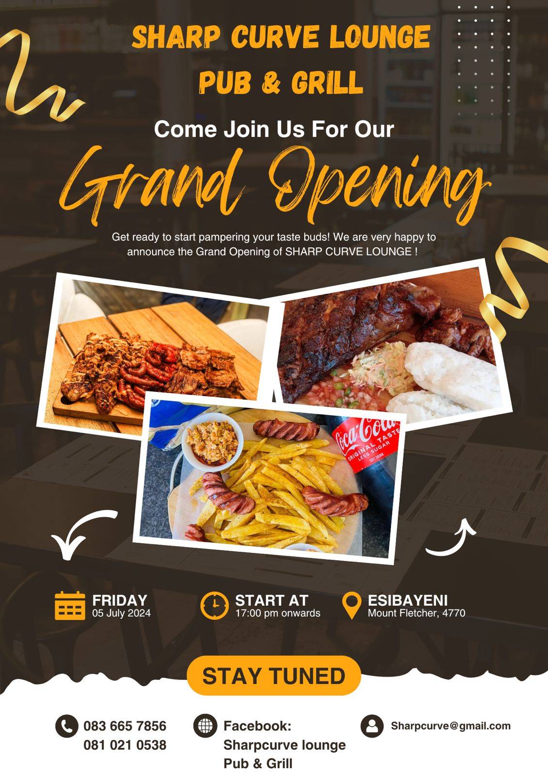 Menu at Sharp curve lounge pub & bar, Mount Fletcher