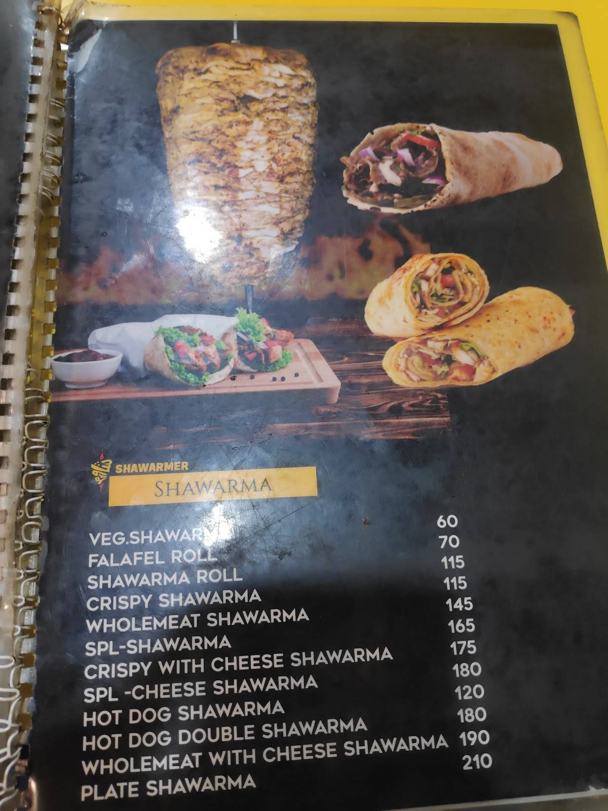 Shawarmer menu