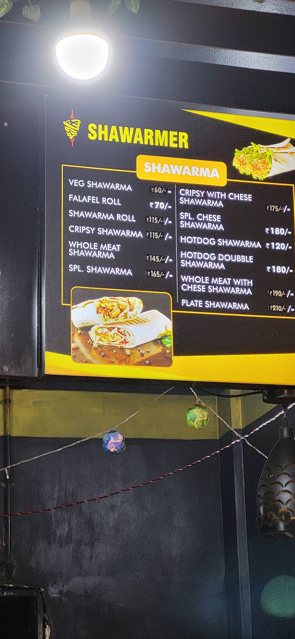 Shawarmer menu