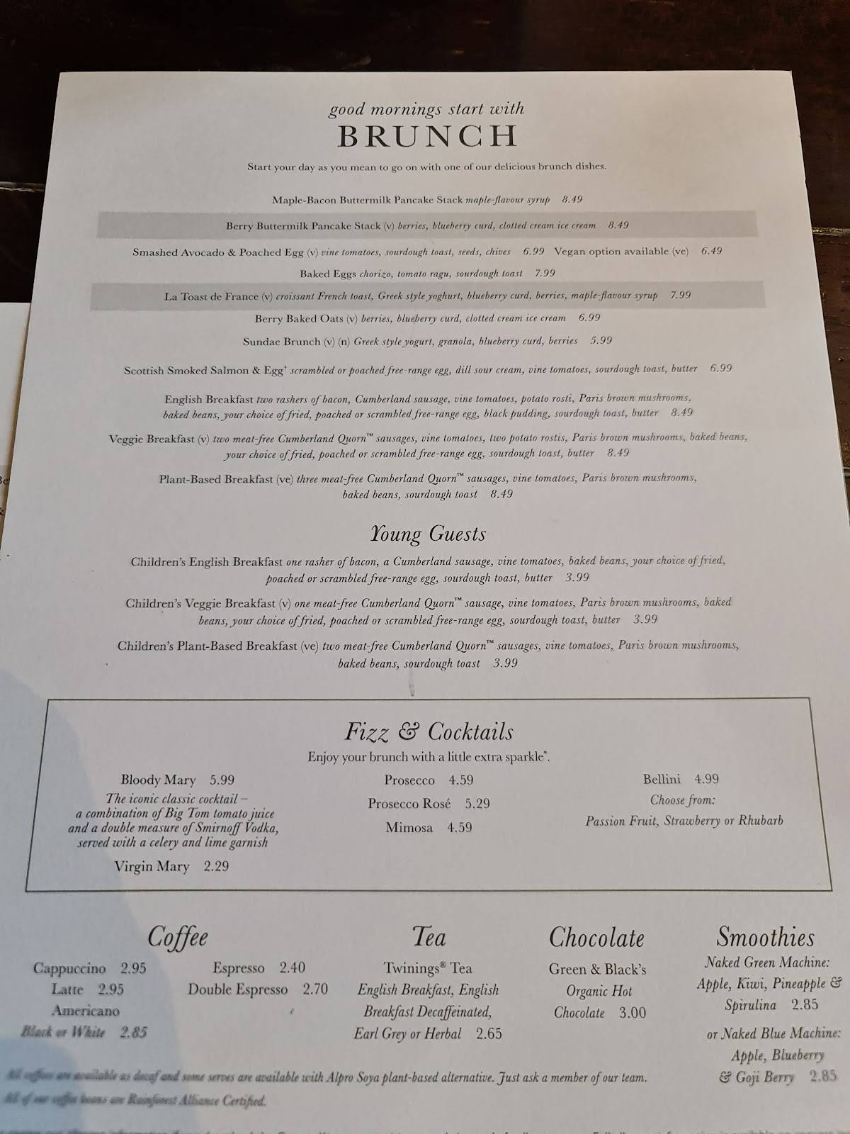 Menu at Shepherds House pub & bar, Bracknell