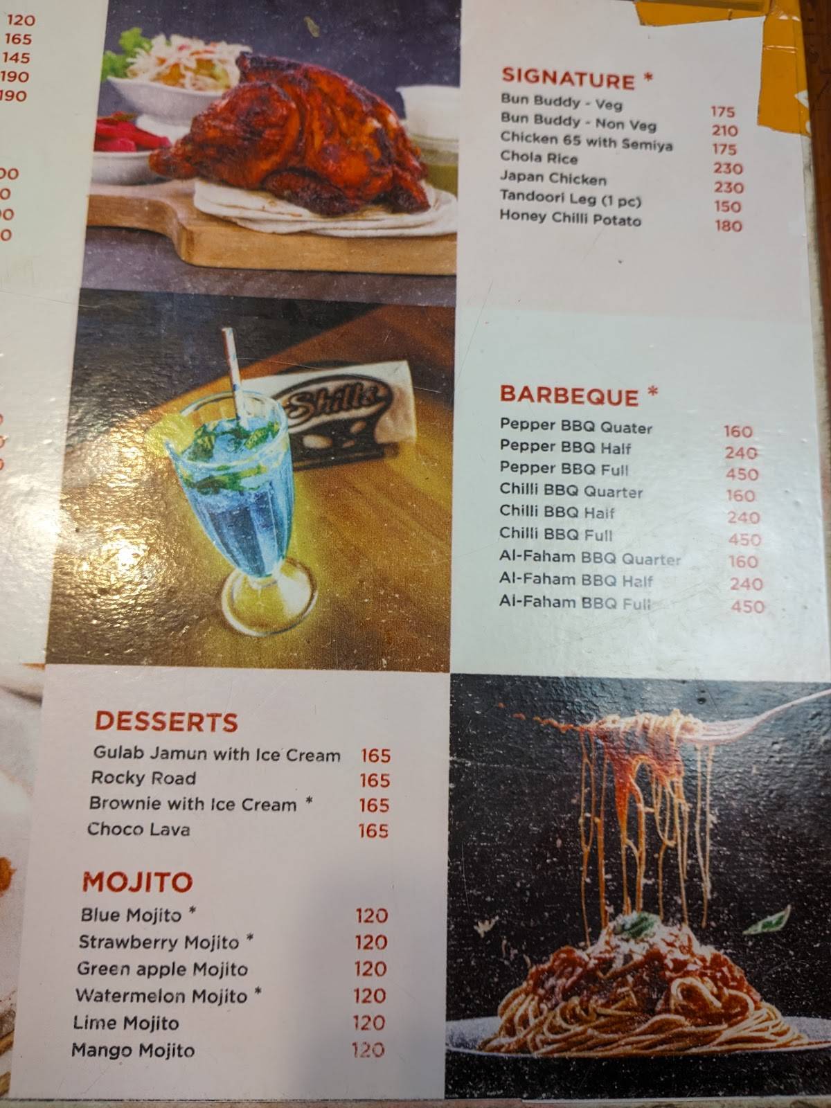 Shills menu