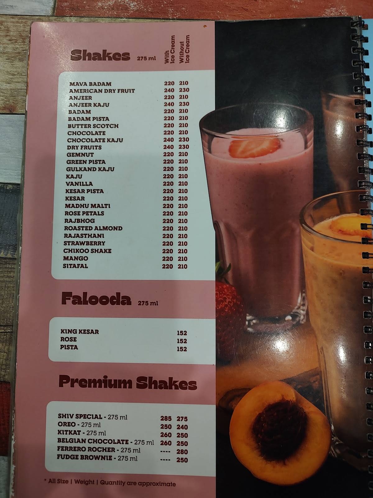 Shiv Ice Cream and Fast Food menu