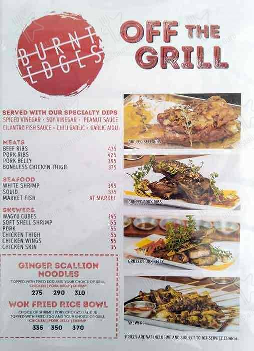 Menu at Burnt Edges by Shrimp Bucket Glorietta restaurant, Makati, top