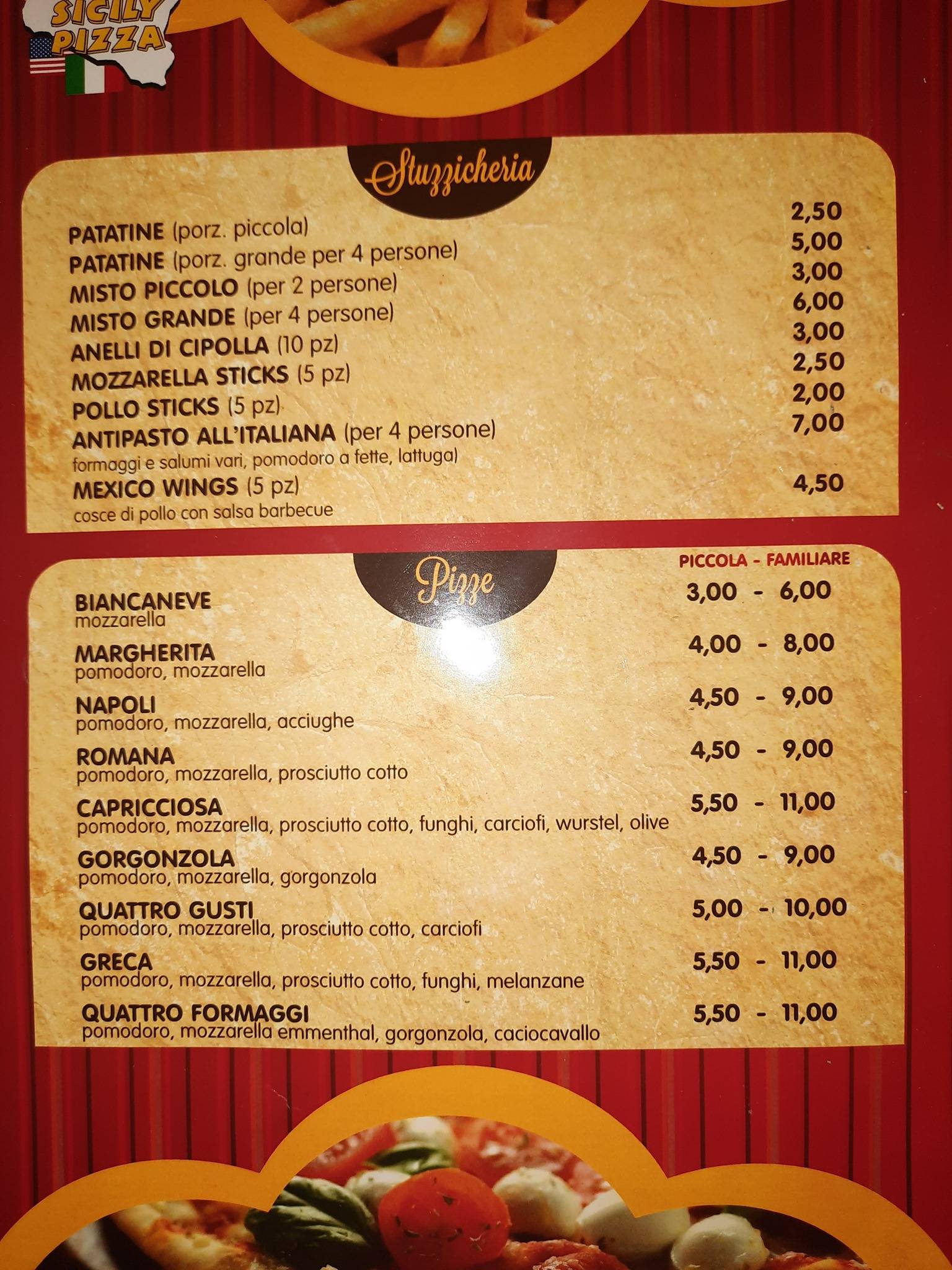 Menu di Sicilia Pizza 