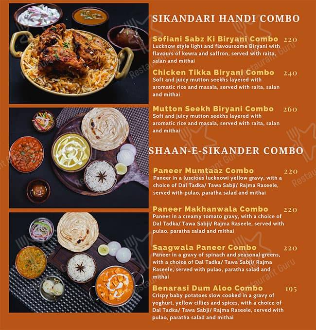 Sikandar Rolls menu