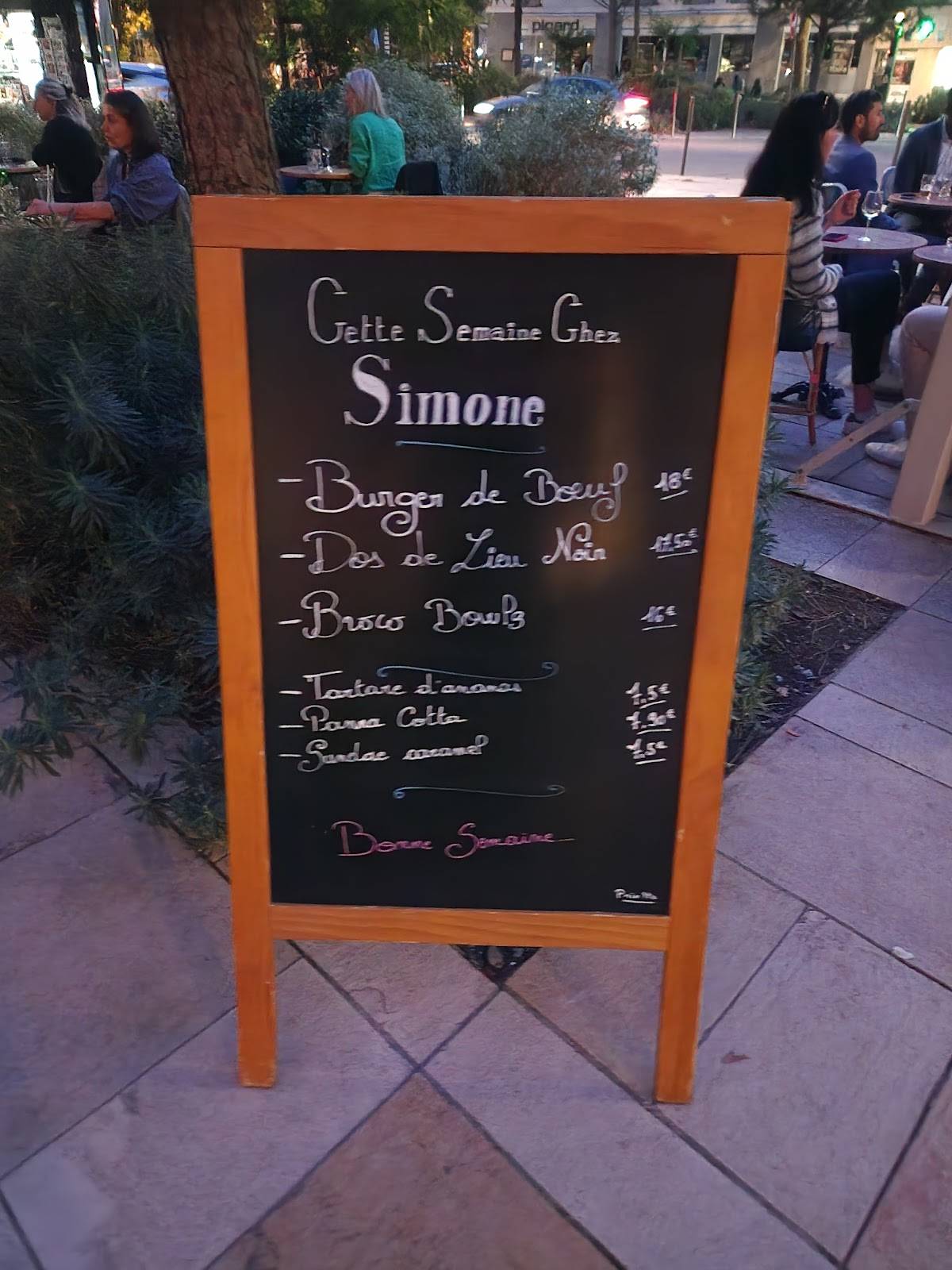 Menu de Simone de Montrouge